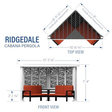 Backyard Discovery Ridgedale 12' x 8' Modern Galvanized Steel Cabana Pergola with Seating and Shade Sail, Terra Cotta Cushions