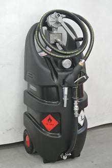 AM-TANK 29 Gallon Gasoline Fuel Tank Caddy, Portable On-Wheels, Manual Rotary Hand Pump, 10 ft Antistatic Hose, Manual Nozzle Made in Italy