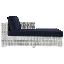 Modway Convene Wicker Rattan Outdoor Patio Right-Arm Chaise in Light Gray Navy
