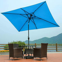 EUQKKWLOY 2.35m Outdoor Patio Umbrella - Rectangular Beach Parasol with Crank & Tilt UV Resistant Waterproof Ideal for Garden Poolside and Backyard Use