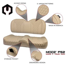 MODZ FS2 Custom Golf Cart Front Seat for Club Car Precedent/Onward/Tempo - [2004-Up] - Khaki Base - Double Diamond Pattern