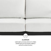 Linon Greyton Aluminum Frame Outdoor Loveseat with Removable Cushions Black & White