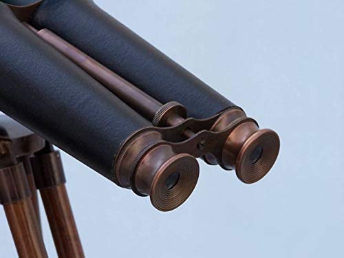 Hampton Nautical 62" Floor Standing Admirals Telescope with Leather Binoculars White