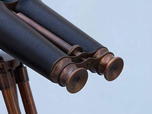 Hampton Nautical 62" Floor Standing Admirals Telescope with Leather Binoculars White