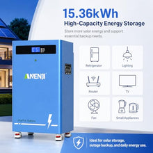 51.2V 300Ah LiFePO4 Lithium Battery, 15.36kWh 48V Solar Battery with Built-in 200A BMS, CAN/RS485 Communication, Deep Cycle Battery for Home Energy Storage, RV, Off-Grid