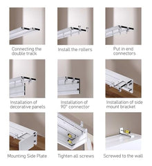 Heavy Duty Aluminum Window Cornice Box with Tracks, Extra Long Curtain Rail Cornice Boards Frame for Bedroom Living Room Decor - 1.5m/4.9ft,Wall Mount-1.1m/3.6ft