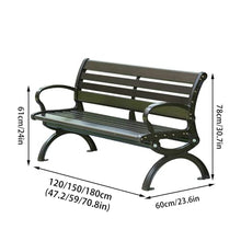 CTREVL Outdoor Park Bench, Metal Benchs with Backrest and Armrests, Patio Benches for Outdoors Load Capacity 1100 Lbs Easy Assembly for Outdoor Terraces Courtyards Balconies Parks(Brown,120cm/47.2in)