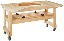 Primo 600 Cypress Wood Table for Primo Oval XL Grill, 4 Wheels