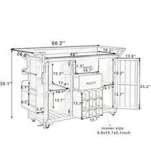 Merax 60.2''W Outdoor Kitchen Island with Wheels, Rolling Patio BBQ Kitchen Cart with Stainless Steel Top, Wood Grill Cart with Spice Rack&Wine Rack,2 Drawers,Gray