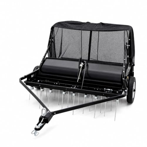 42" Tow-Behind Combo Lawn Sweeper with Dethatcher and Hamper