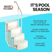 Main Access Smart Step 24 Inch Wide Above Ground Swimming Pool Deck Ladder with No Swim Zone and Flow Through Step Entry System, White