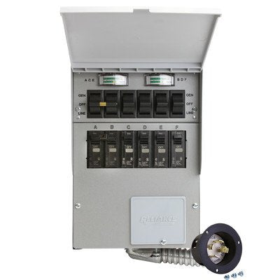 A306A Pro/Tran2 30-Amp 6-Circuit 2 Manual Transfer Switch with Optional Power Inlet