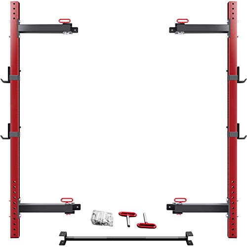 CUAUC Wall Mounted Folding Squat Rack Red