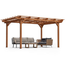 12' x 10' Outdoor Wooden Pergola - Fir Wood Grape Trellis for Garden, Patio & Backyard,Rustic Climbing Plant Support with Stakes Kit (144"x120")