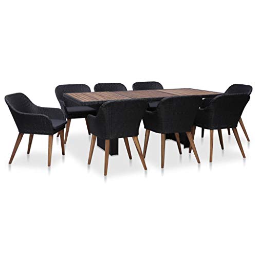 AMBERARD Outdoor Dining Set Black and Dark Grey Furniture Set