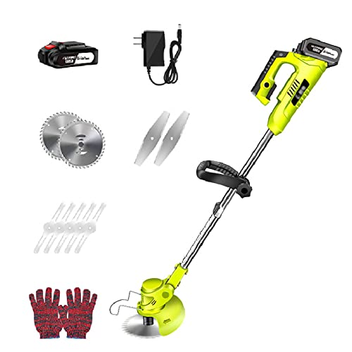 Cordless Grass Strimmer Electric Lawn Mower, 36V Wireless Walk-Behind Lawn Mower Retractable Length with Machine Head Rotary Weeder for Garden Lawn Shrub Trimming