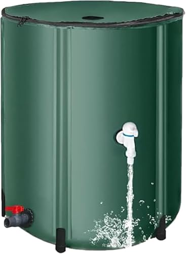 Collapsible Rain Barrel 100-Gallon, Portable PVC Rainwater Collection Tank with Spigots and Overflow Kit, Foldable Water Storage Container for Garden, Lawn and Outdoor Use