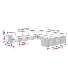 HEFZGDB 11 Piece Patio Lounge Set with Cushions Poly Rattan Black Outdoor Patio Furniture Set Patio Furniture Set Patio Table and Chairs Set Suitable for Garden, Living Room, Poolside.