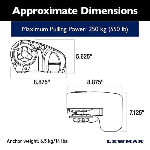 Lewmar Pro Sport 550 12V Windlass for 1/4" G4 Chain, Manual Freefall, Maximum Pull 550 lbs., Port Side Mounted for Boats 20'-30'