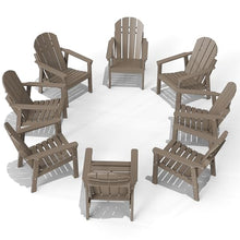FOLAWO Adirondack Chair Set of 8, HDPE Outdoor Fire Pit Chairs, Brown