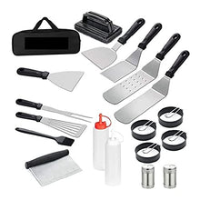 Feilx 19 Pcs Flat Top Grill Accessories, Griddle Accessories Kit with Griddle Spatula, Scraper and Egg Rings, Stainless Steel Griddle Tools Set for Outdoor BBQ and Camping