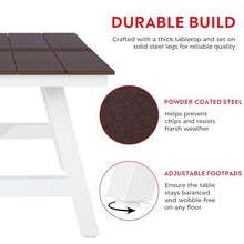 Costaelm Outdoor Dining Tables for Patio, 72" Rectangle 6-Person HDPE Dining Table with Umbrella Hole and Metal Frame for Outside, Garden, Poolside, Backyard, Porch, Balcony, Dark Brown