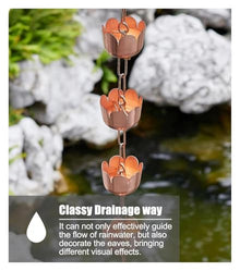 WKNHHL Rain Chain,Rain Chain for Downspout, Divert Water for Garden Rain Gutter/House Eaves Drainage, Flower Copper Rain Catcher, Adjustable Decoration Downspout Chain,2.4 m (7.8ft)