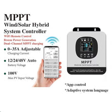 HENGJINGTR 20A-35A Smart Solar Charger Controller - 12V/24V/48V W/LCD Display MPPT Solar Wind Turbine Generator Regulator for Wind Solar Complementary City Power Generation,20a