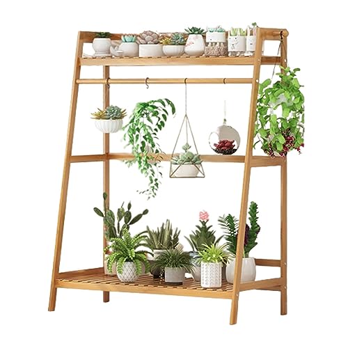 ZOCWJK Plant Stand Plant Stand Indoor Bamboo Plant Trellis Floor Flower Pot Base Rack Potted Plant Display Shelf Round Flower,