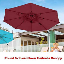 OREKPOT 3m Replacement Canopy for Offset Patio Umbrella 8 Ribs Garden Umbrella Cover Outdoor Sunshade for Pool and GardenWaterproof Fabric，Burgundy Single top3m(10ft)