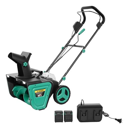 2x20V Electric Snow Blower Cordless - 20 in Width, 10 in Depth, 25 ft Throwing Distance, Brushless Motor Snow Thrower with 180° Rotating Chute & Dual LED Lights for Walkways Driveways, Lake Blue
