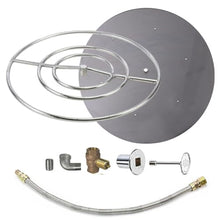 Spotix HPC Round Match Lit Fire Pit Burner Kit with 30-Inch Stainless Steel Burner and 36-Inch Flat Pan, Natural Gas, Polished Chrome, with Flange, Key, Valve, Flex Line and Fittings