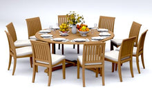TeakFurnitureOutlet A-Grade Teak 11pc Dining 72" Round Table 10 Lagos Armless Chairs Set Outdoor