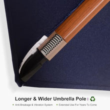 13' x 13' Round Wood Pattern Cantilever Umbrella With Wheeled Base,Navy
