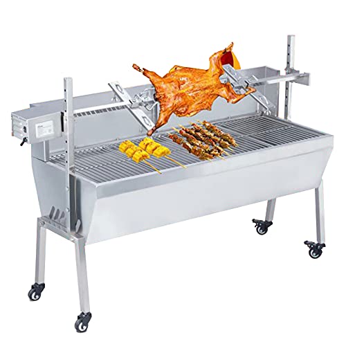 INTSUPERMAI Spit Roaster Rotisserie Grill Rotisserie kit Stainless Steel Spit 46" BBQ Electric Grill 66LB Motor Load