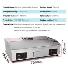Commercial Electric Griddles, Flat Top Griddle Grill Station, Nonstick Electric Griddle Countertop Hot Plate Commercial Bbq Grill, for Camping, Outdoor, Tailgating, Kitchen, Home, Barbecue,820