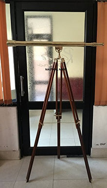 NauticalMart 44" Solid Brass Harbormaster Telescope with Mahogany Tripod Golden