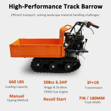 Chery Industrial 660 lbs Capacity 6.5HP Gas Powered Track Mini Dumper, B&S Engine for Construction Landscaping (Tracked Flatbed)