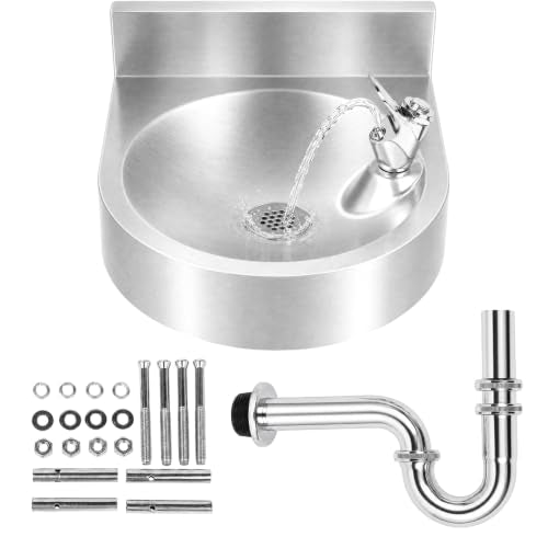 Wall Mounted Drinking Fountain, Indoor Outdoor Stainless with Push Button