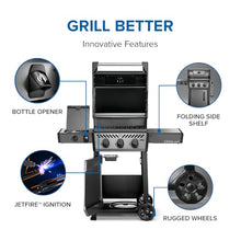 Napoleon Freestyle 365 Propane Gas Outdoor Grill with Range Side Burner, Graphite Grey – 4-Burner BBQ for Versatile Cooking