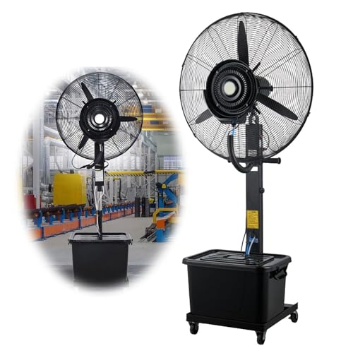 JDXQBLD Misting Fan with 90° Oscillation, Portable Industrial Spray Fan for Outdoor, Patio & Greenhouse, 11 Gallon Tank，750mm/30