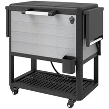 SWLJKU 104-Quart Outdoor Cooler Cart with Wheels, 48-Hour Ice Retention Patio Cooler Bin with Lockable Casters, Bottle Opener, Towel Rack, and Foldable Side Tables