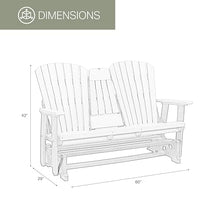 American Furniture Classics Model 524LGB Two Seat Fan Back Glider with Drop Down Table/Cup Holder in Light Gray with Black Base, Made in The USA
