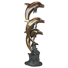 Design Toscano Triple Leaping Dolphins Cast Garden Statue Two Tone Bronze & Verdigris