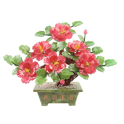 Tabletop Bonsai Peony Crafts Bonsai Jade Porch Bonsai Ornaments for Home Office Table Decor Chinese Feng Shui Decoration House Plant