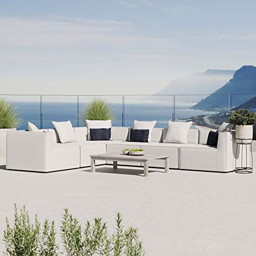 Modway EEI-4385-WHI Saybrook Patio Upholstered 6-Piece Sectional Sofa in White