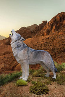 Standing Howling Grey Wolf Statue
