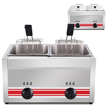20L Commercial Double Cylinder Gas Fryer 20L Freestanding Temperature Control Stainless Steel Lpg Fryer With 2 Baskets And Lids Easy To Clean