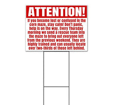 TampaPrinting Attention Funny Corn Maze Yard Sign 18" x 24