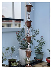 Rain Chains Copper Rain Chain for Gutters for Heavy Rain Guide Rain Chain for Downspouts Copper Rain Fall Eaves Gutter Villa Garden Japanese Temple Sun Room Copper Rain Bell (Color : 4) (4)